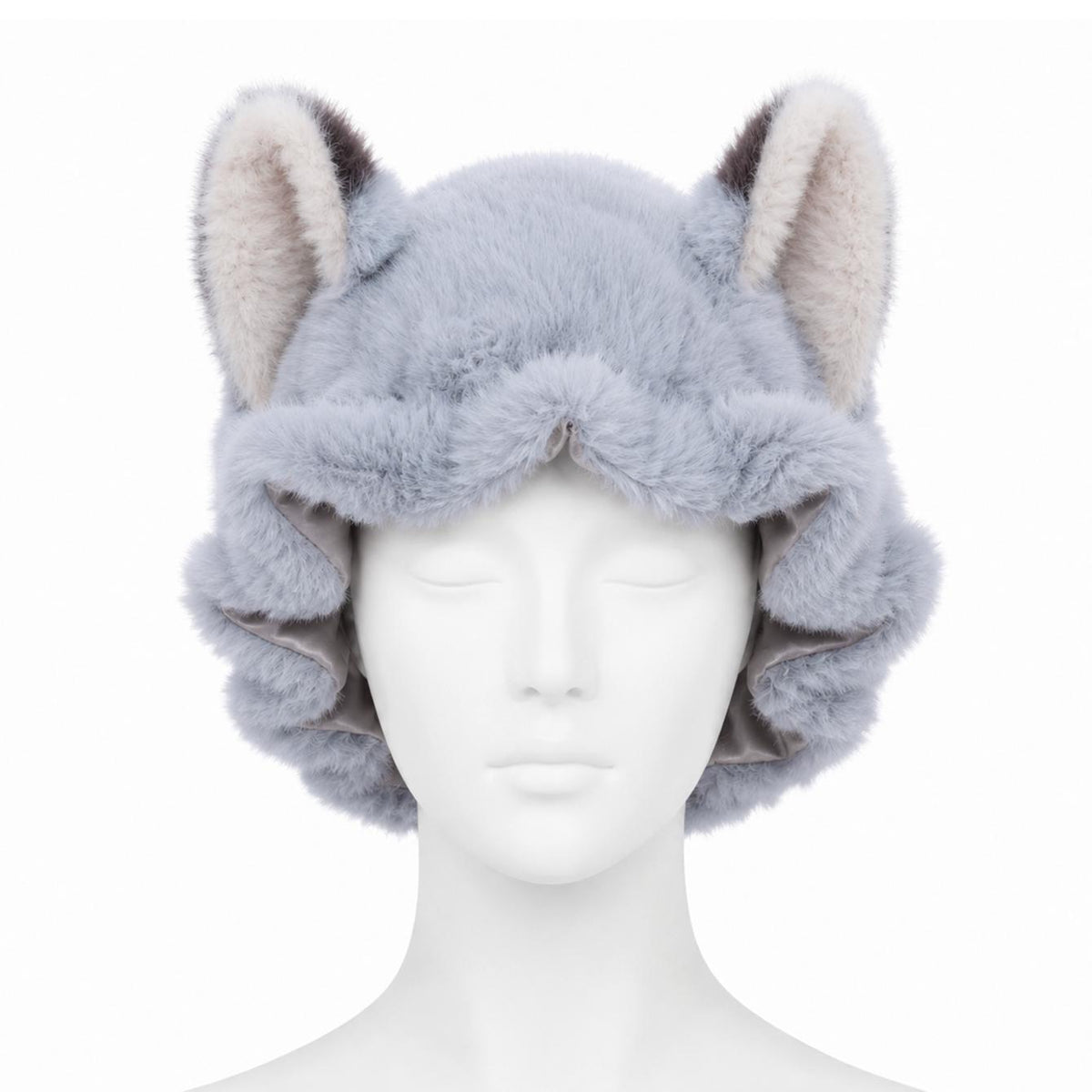 Dove Grey Plush Satin Bonnet