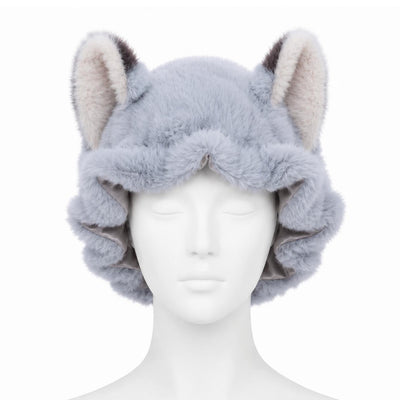 Dove Grey Plush Satin Bonnet