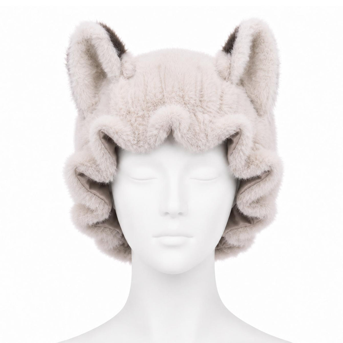 Almond Plush Satin Bonnet