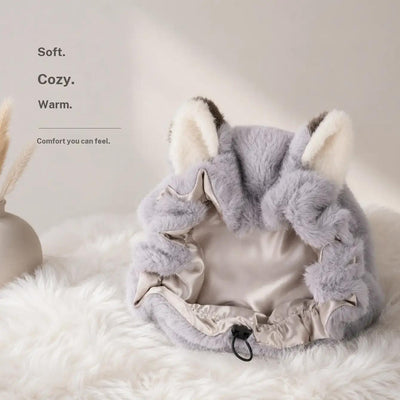 Soft, cozy, warm plush bonnet